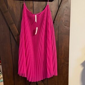 Anthropology Fuchsia Pleated sheer skirt